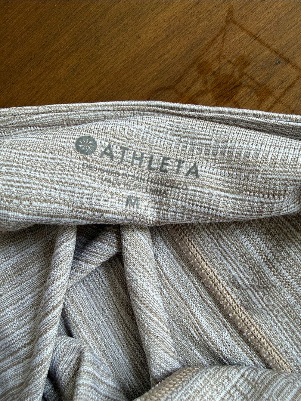 Athleta Beige Striped Performance Leggings
